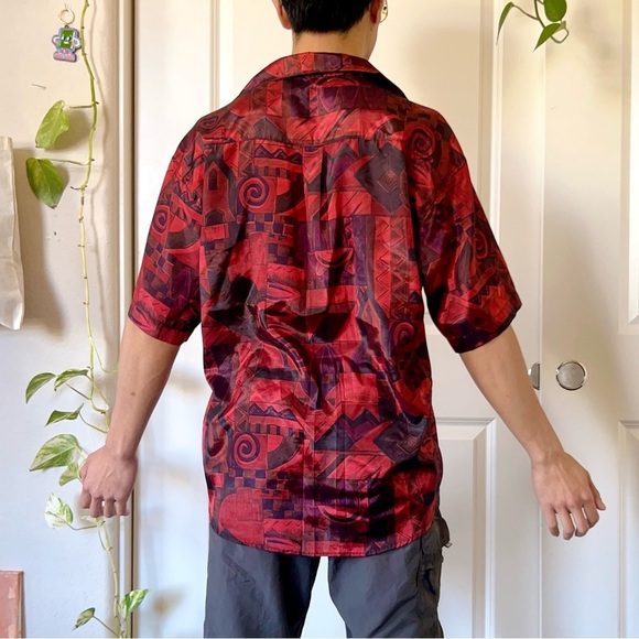 Vintage Y2K Silk Abstract Print Shirt - Picture 4 of 5